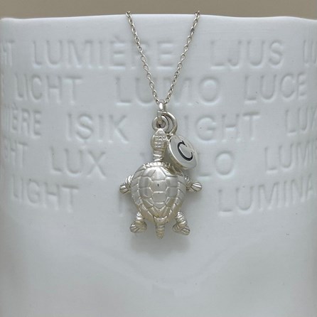 Personalised Turtle Charm Sterling Silver Necklace Personalised Turtle Charm Sterling Silver Necklace