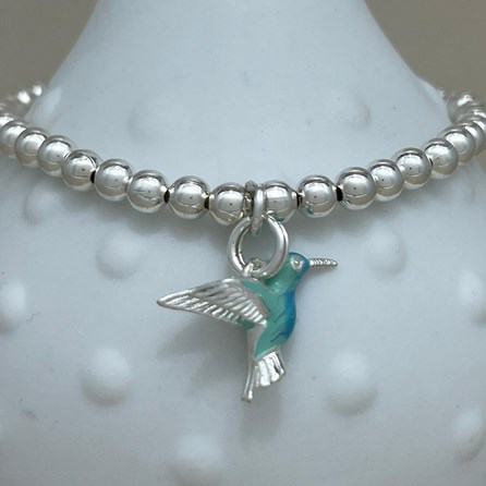 Personalised Hummingbird Charm Bead Bracelet Personalised Hummingbird Charm Bead Bracelet