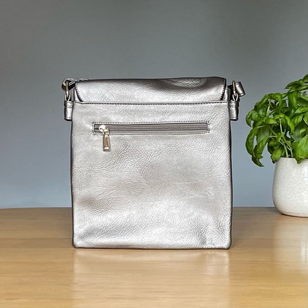 Cross Body Bag With Tassel in Silver Grey Cross Body Bag With Tassel in Silver Grey