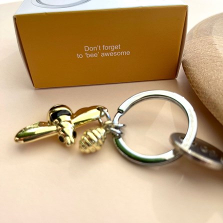 Gold & Black Bee & Honey Keyring Gold & Black Bee & Honey Keyring