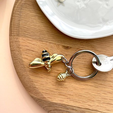Gold & Black Bee & Honey Keyring Gold & Black Bee & Honey Keyring