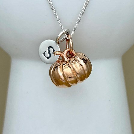 Personalised Large Pumpkin Sterling Silver Necklace Personalised Large Pumpkin Sterling Silver Necklace
