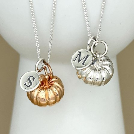 Personalised Large Pumpkin Sterling Silver Necklace Personalised Large Pumpkin Sterling Silver Necklace