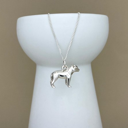 Personalised Staffordshire Bull Terrier Sterling Silver Necklace Personalised Staffordshire Bull Terrier Sterling Silver Necklace