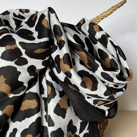Leopard Print Black Border Scarf in Black and Beige Leopard Print Black Border Scarf in Black and Beige