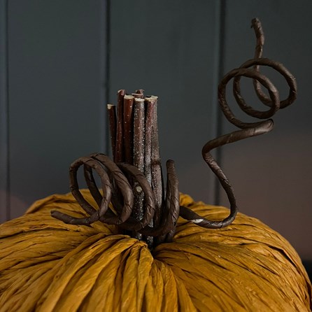 Handmade Orange Straw Pumpkin with Decorative Stalk Handmade Orange Straw Pumpkin with Decorative Stalk