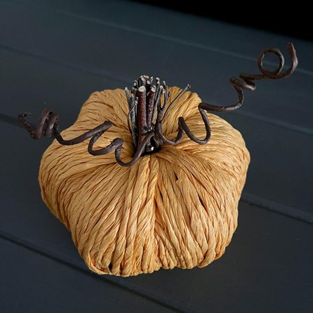 Handmade Straw Pumpkin with Decorative Stalk Handmade Straw Pumpkin with Decorative Stalk