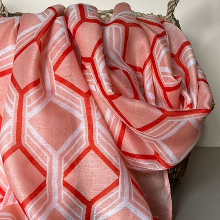 Hexagon Print Scarf in Pink Hexagon Print Scarf in Pink