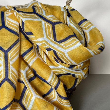 Hexagon Print Scarf in Yellow Hexagon Print Scarf in Yellow