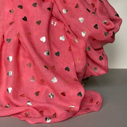 Rose Gold Hearts Scarf in Coral Rose Gold Hearts Scarf in Coral