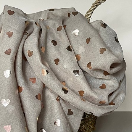 Rose Gold Hearts Scarf in Beige Rose Gold Hearts Scarf in Beige
