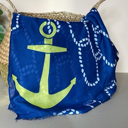 Rope & Anchor Print Scarf in Navy Blue Rope & Anchor Print Scarf in Navy Blue