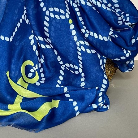 Rope & Anchor Print Scarf in Navy Blue Rope & Anchor Print Scarf in Navy Blue
