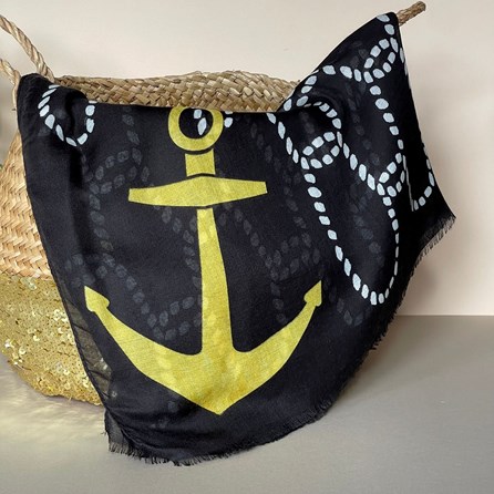 Rope & Anchor Print Scarf in Black Rope & Anchor Print Scarf in Black