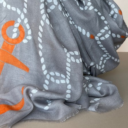 Rope & Anchor Print Scarf in Grey Rope & Anchor Print Scarf in Grey