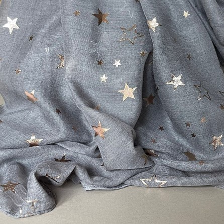 Rose Gold Sketch Stars Scarf in Grey Rose Gold Sketch Stars Scarf in Grey