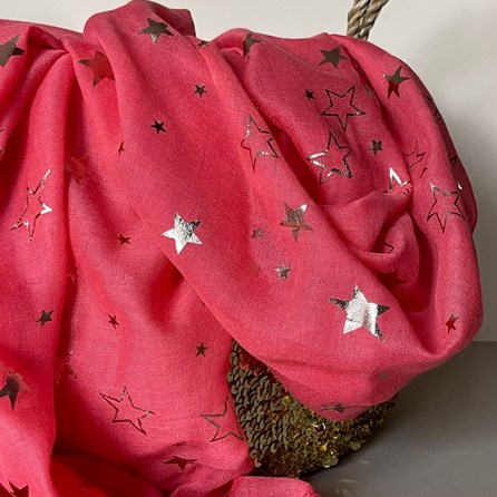 Rose Gold Sketch Stars Scarf in Coral Rose Gold Sketch Stars Scarf in Coral