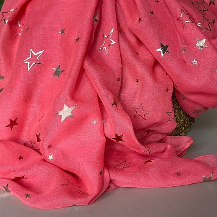Rose Gold Sketch Stars Scarf in Coral Rose Gold Sketch Stars Scarf in Coral