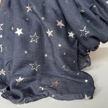 Rose Gold Sketch Stars Scarf in Black Rose Gold Sketch Stars Scarf in Black