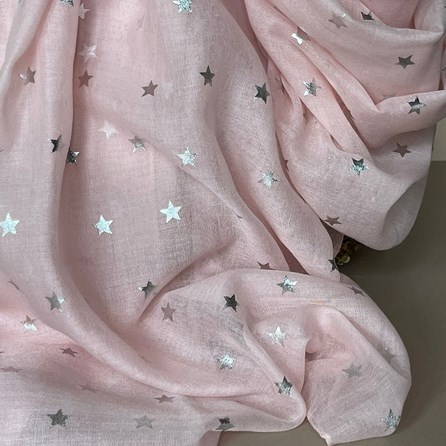 Silver Metallic Stars Scarf in Pink Silver Metallic Stars Scarf in Pink