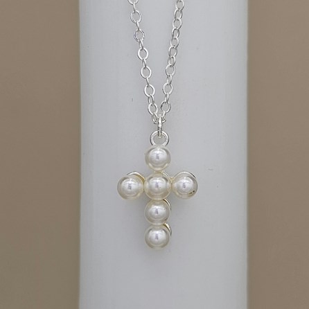 Pearl Cross Charm Necklace Pearl Cross Charm Necklace