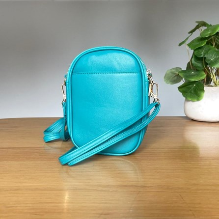 Cross Body Double Zip Bag in Green Blue Cross Body Double Zip Bag in Green Blue
