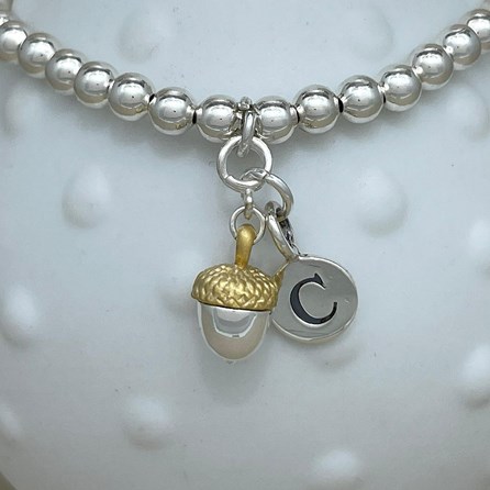 Personalised Acorn Charm Bead Bracelet Personalised Acorn Charm Bead Bracelet