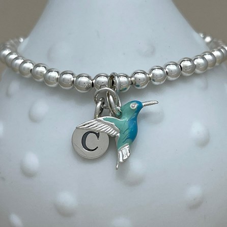 Personalised Hummingbird Charm Bead Bracelet Personalised Hummingbird Charm Bead Bracelet