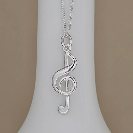 Personalised Sterling Silver Treble Clef Charm Necklace Personalised Sterling Silver Treble Clef Charm Necklace