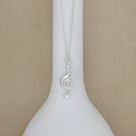 Personalised Sterling Silver Treble Clef Charm Necklace Personalised Sterling Silver Treble Clef Charm Necklace