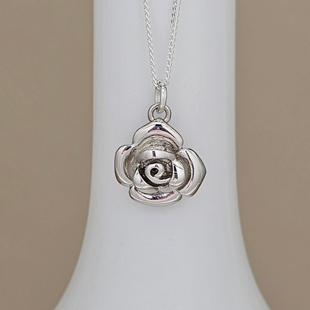 Personalised Sterling Silver Rose Charm Necklace Personalised Sterling Silver Rose Charm Necklace