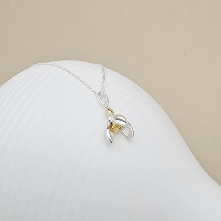 Personalised Sterling Silver Snowdrop Charm Necklace Personalised Sterling Silver Snowdrop Charm Necklace