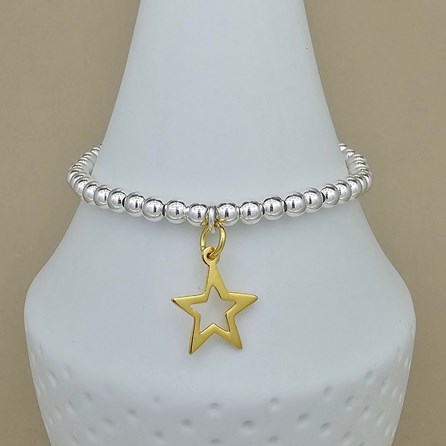 Personalised Bead Bracelet with Gold Plated Star Personalised Bead Bracelet with Gold Plated Star