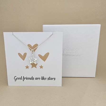 Boxed 'Good Friends' Star Necklace Card Boxed 'Good Friends' Star Necklace Card