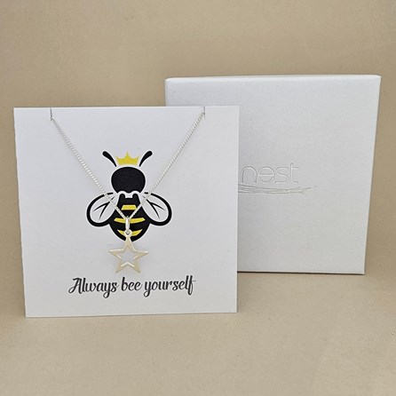 Boxed 'Bee Yourself' Star Necklace Card Boxed 'Bee Yourself' Star Necklace Card