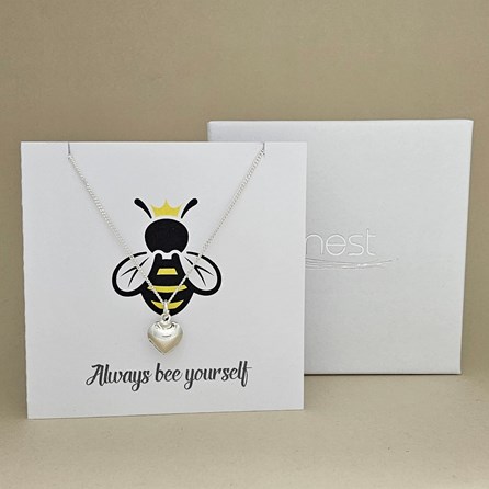 Boxed 'Bee Yourself' Heart Necklace Card Boxed 'Bee Yourself' Heart Necklace Card
