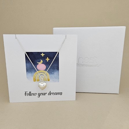 Boxed 'Follow Your Dreams' Heart Necklace Card Boxed 'Follow Your Dreams' Heart Necklace Card