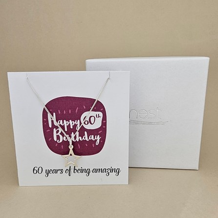 Boxed 60th Birthday Star Necklace Card Boxed 60th Birthday Star Necklace Card