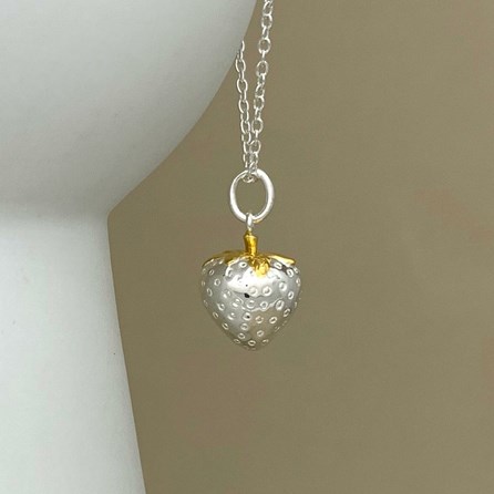 Personalised Strawberry Charm Sterling Silver Necklace Personalised Strawberry Charm Sterling Silver Necklace