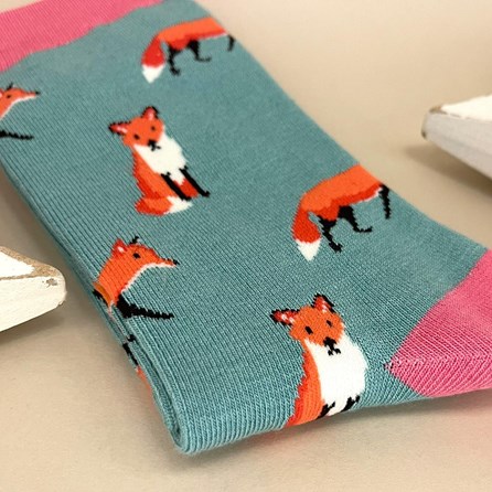 Bamboo Fox Socks In Green Bamboo Fox Socks In Green