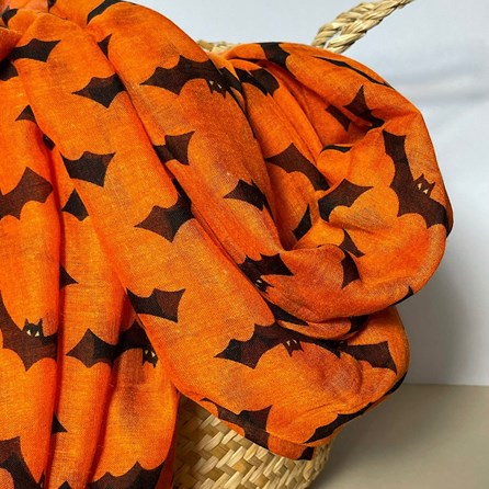 Halloween Bat Print Scarf in Orange Halloween Bat Print Scarf in Orange