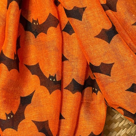 Halloween Bat Print Scarf in Orange Halloween Bat Print Scarf in Orange