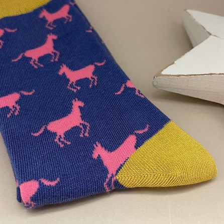Bamboo Horses Socks In Blue Bamboo Horses Socks In Blue