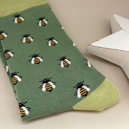 Bamboo Honey Bee Socks in Green Bamboo Honey Bee Socks in Green