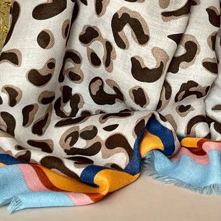 Leopard Print Multi Border Scarf in Yellow Leopard Print Multi Border Scarf in Yellow
