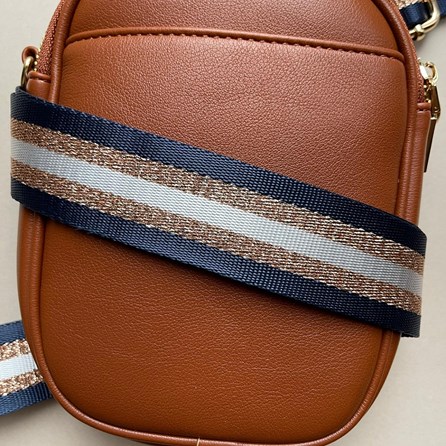 Cross Body Double Zip Bag in Brown Cross Body Double Zip Bag in Brown