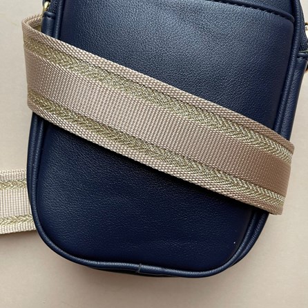 Cross Body Double Zip Bag in Navy Blue Cross Body Double Zip Bag in Navy Blue