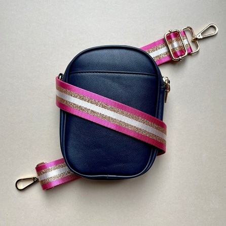Cross Body Double Zip Bag in Navy Blue Cross Body Double Zip Bag in Navy Blue