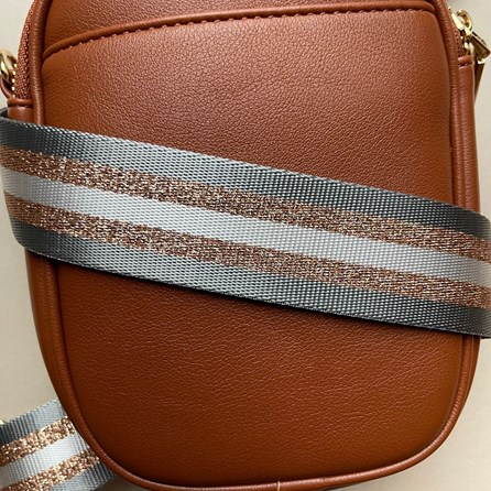 Cross Body Double Zip Bag in Brown Cross Body Double Zip Bag in Brown
