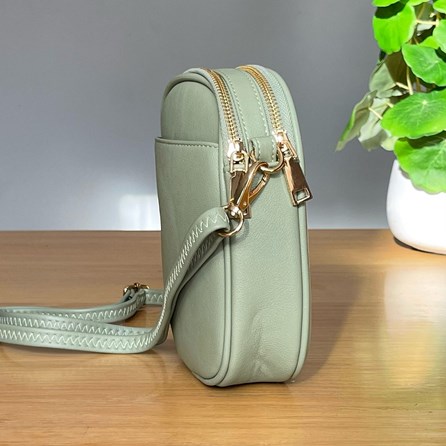 Cross Body Double Zip Bag in Green Cross Body Double Zip Bag in Green
